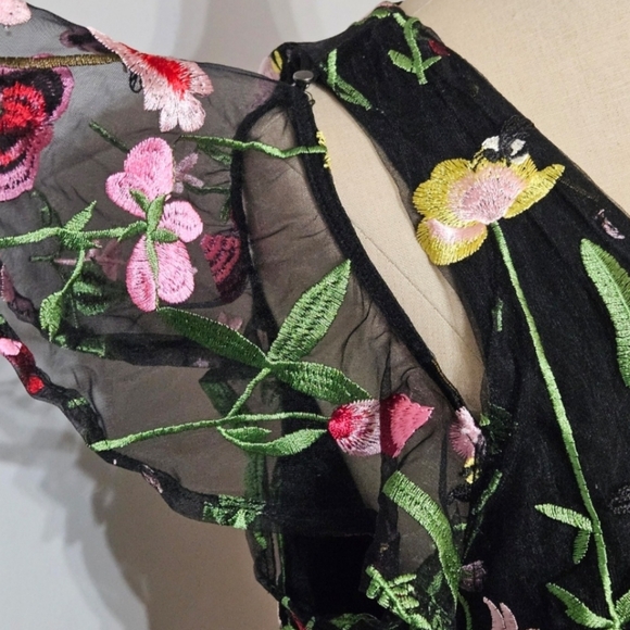 Sam Edelman Women's Fresh Cut Embroidery Cold Shoulder Midi Dress NWT size 10 - Picture 5 of 14